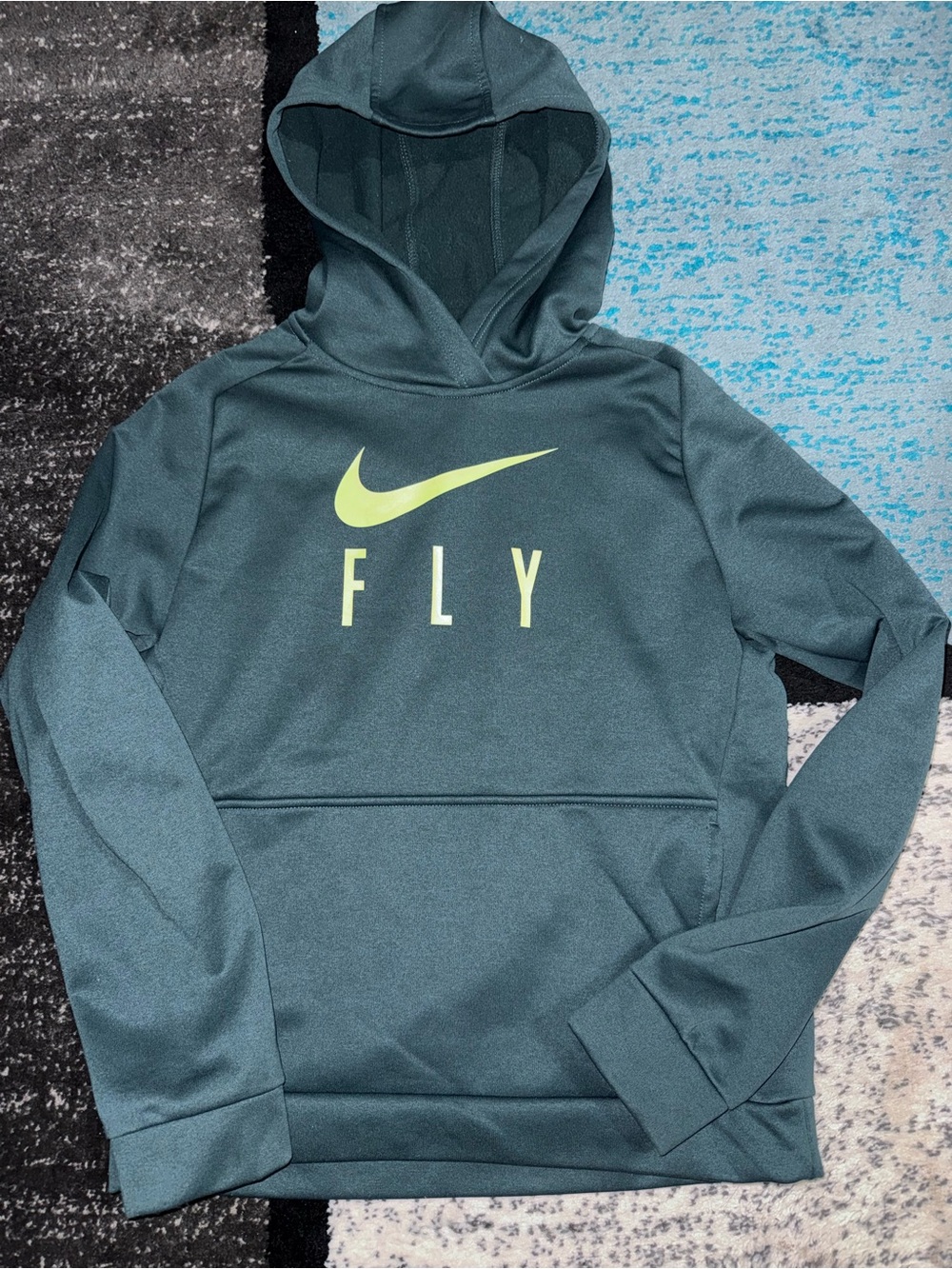 Nike Hoodie in Teal with Neon Yellow Swoosh